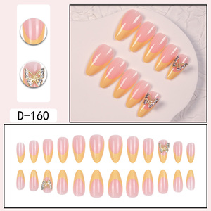 24pcs High Quality ABS Press-On <strong>Nails</strong> <strong>Cute</strong> <strong>Simple</strong> French Almond Design Factory Wholesale for Finger Application - Product Image 5