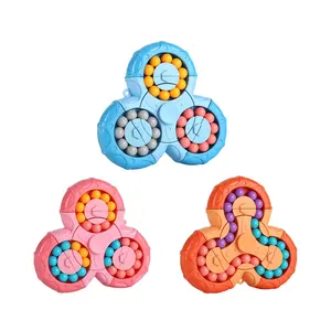 FUN LITTLE TOYS 3PCS Rotating Magic Bean Puzzle Toy, Magic Bean Cube Toy  and Fidget Spinner 2-in-1 Fingertip Decompression Toys Triangle Hand  Spinner