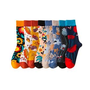 Calcetines de Algodón con Diseño de Flores y Pájaros, Calcetines Divertidos y Coloridos para Hombre - Product Image 1