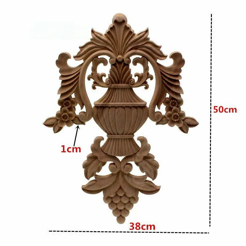 Hand Carved Wood Rose Flower Onlay Applique Wood Applique Upholstery Furniture Decorative Decoration Accessories TV Cabinet
