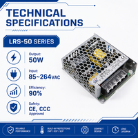 Alimentation à découpage AC/DC 50W 12V 24V 15V 36V 48V, convertisseur industriel à sortie unique 110V 220V
