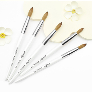 Manche en bois blanc, professionnel, Allemagne, 100% véritable Kolinsky, lisse, plus épais, multifonctionnel, forme ronde/ovale pour salon de manucure - Product Image 3