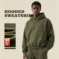 Sweat à capuche streetwear coupe ample en tissu thermique, doublé polaire, coupe courte brossée