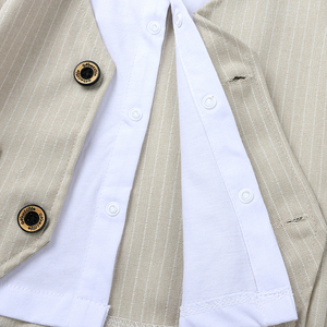 Abbigliamento per bambini all'ingrosso di estate a maniche corte a righe bowtie camicia Falso della maglia abbigliamento per bambini ragazzi set - Product Image 5