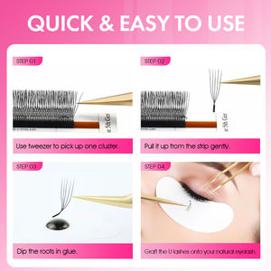 Extensions de cils MASSCAKU <span class=keywords><strong>L</strong></span> <span class=keywords><strong>LU</strong></span> M Curl en forme de <span class=keywords><strong>U</strong></span> YY/3D/4D/5D 0,07 mm, tissées à la main, pré-faites en éventail, idéales pour le maquillage féminin - Product Image 6