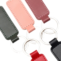 Porte-clés rond mignon simple avec accessoire de logo imprimable porte-clés en métal pièce suspendue porte-clés cadeau en cuir PU