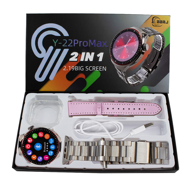 2026 New Y-22 Pro Max Smartwatch for Men High Quality 2-in-1 Fitness Waterproof Sports Watch with Activity Tracker Calendar