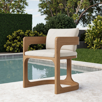 Chaise pivotante de jardin luxueuse FERLY, mobilier d'extérieur moderne en teck, chaise en bois massif