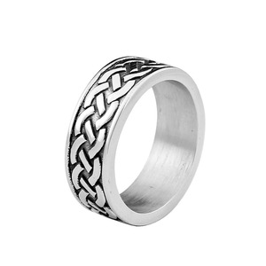 yunnique Viking <b>Men's</b> <b>Titanium</b> Steel <b>Ring</b> Geometric Kettle Knot Pattern Hip Hop Couple Jewelry Gift For <b>Men</b> - Product Image 5