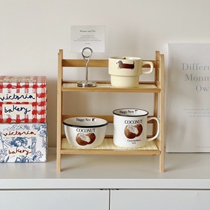 Double Layer Desktop <b>Shelf</b> Wooden Storage Organizer For Kitchen Office <b>Bedroom</b> Living Room Multifunctional Neatening Rack - Product Image 3