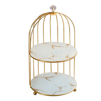 Rak Penyimpanan Kosmetik dan Perawatan Kulit Modern Desain Sangkar Burung Besi Dua Tingkat yang Dapat Diputar dan Dilepas untuk Ruang Tamu/Meja