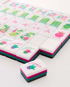 Venta al por mayor de fábrica: Nuevo juego de 160 fichas de Mahjong de lujo de acrílico grabado para viaje, estilo americano. - Product Image 4