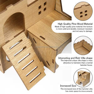 Grand chalet en bois de cochon d'Inde Accessoires de <span class=keywords><strong>cage</strong></span> pour hamster Maison de hamster en bois Cachette de hamster avec toboggan - Product Image 6