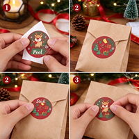 Autocollants en rouleau imprimés sur mesure, étiquettes thermiques directes en couleur, rouleaux d'étiquettes rondes de Noël pour l'emballage de cadeaux