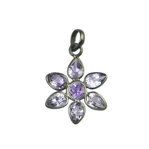 Colgante de Plata de Ley 925 con Amatista Natural de 4x6mm en Forma de Pera y Gema Redonda de 4mm con Engaste en Bisel, Hecho a Mano, Baño Negro, Regalo Unisex - Product Image 6