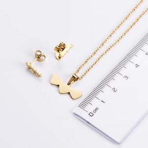 18K Позолоченные Три части сердца союз 316L Ювелирные наборы из нержавеющей стали серьги и ожерелье для женщин и мужчин 2023 - Product Image 4