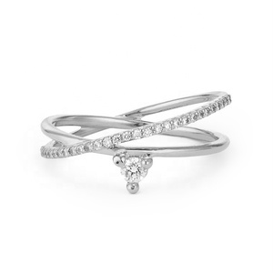 Womens Luxury New Model Gold Stacking Diamond <strong>Cross</strong> <strong>Rings</strong> <strong>Silver</strong> - Product Image 5