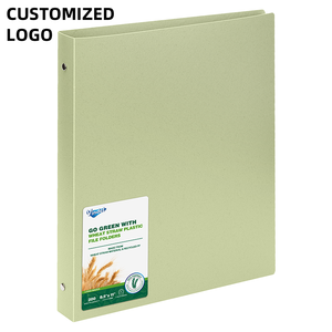 Carpeta de 3 Anillas Tamaño A4, de Paja de Trigo, Cuero PU y Cartón, con Clips Metálicos y Bolsa de PP/PVC para Uso Escolar, en Grandes Cantidades - Product Image 2