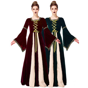 Vestido Medieval Europeo Vintage de Terciopelo con Mangas de Campana y Cordones, Vestido de Corte Real para Halloween, Cosplay y Actuaciones Escénicas - Product Image 3