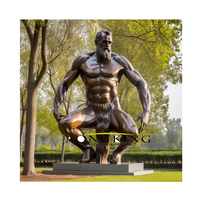Statue de musculation géante en bronze, sculpture d'homme fort, œuvre d'art, sculpture de corps masculin en métal