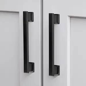 RHETECH Zinc Alloy Cabinet Puxa 5 Polegada 128mm Preto Matte Cabinet Handles Hardware para Armário de Cozinha Armário Dresser Drawer