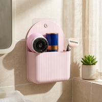 Organisateur de Douche et Support de Toilette en Silicone à Fixation Murale Adhésive, Porte-Brosse à Dents avec Rangement pour Jouets de Bain, Ensembles de Salle de Bain