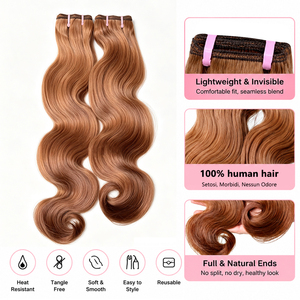 <b>Body</b> <b>Wave</b> Bundles Light Brown Color Brazilian Virgin Human Hair Weft <b>Body</b> <b>Wave</b> Hair Extensions Sew In Hair Bundles For Women - Product Image 2