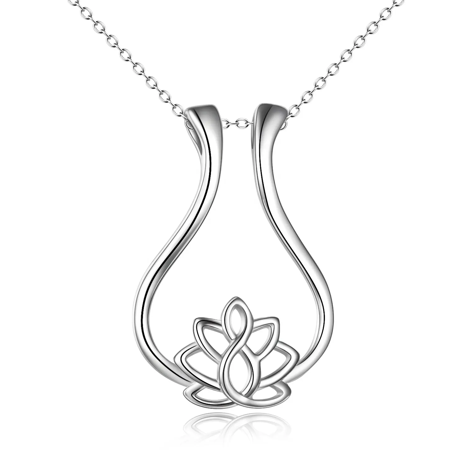 925 Sterling Silver With Lotus Flower Pendant Bulk Custom Design Your Own Necklace Gift For Women Girls