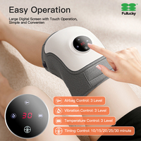 Masseur électrique noir pour les genoux FULLUCKY, réglable, avec design enveloppant, chauffage infrarouge, panneau tactile pour soulager les douleurs au cou et aux jambes, 5 boutons