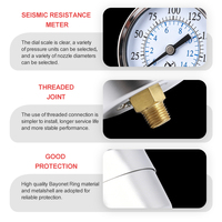 Vibration-proof Chrome-plated Brass Bourdon Tube Pressure Gauge for Air Compressor 2.5" Dial 0-200psi 1/4" NPT Back Connection