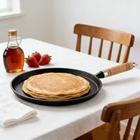 Wajan Datar Ultra Tipis Ramah Lingkungan untuk Rumah Tangga & Luar Ruangan, Wajan Steak Tahan Lama, Wajan Penggorengan Pancake dengan Gagang