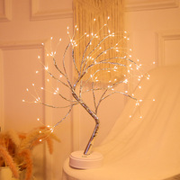 Lumières de sapin de Noël Perle et fil de cuivre de couleur nouvelle génération Interrupteur tactile Gypsophile Petite lampe de table pour chambre à coucher
