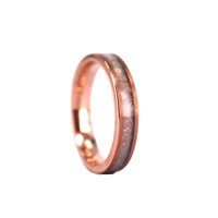 Opale de feu écrasée or Rose 4mm bande de mariage de tungstène promesse des femmes bague d'anniversaire de fiançailles pour les fêtes