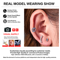 Boucles d'oreilles sans filetage en titane de qualité implant G23 ASTM F136, plaqué or 24 carats, avec tige à pression, bijoux de piercing labret, fabricant