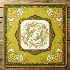 Tapis de Mahjong Américain Pliable de Luxe Moderne Motif Pivoine Phénix, Housse de Table Élégante, Accessoires de Mahjong Vintage pour Soirées Familiales et <span class=keywords><strong>Poker</strong></span> - Product Image 1