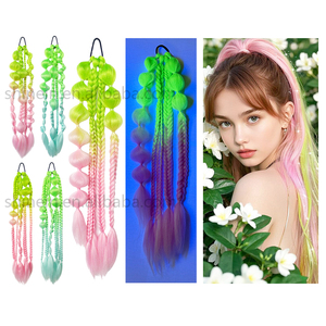 Bagliore brillante nel buio <span class=keywords><strong>treccia</strong></span> di <span class=keywords><strong>capelli</strong></span> intrecciati a bolle fatti a mano colorati ad alta temperatura fibra sintetica intrecciatura <span class=keywords><strong>capelli</strong></span> - Product Image 1