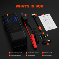 Portable Jump Starter Air Compressor 150PSI High Pressure Tire Pump 12V Battery Booster with Emergency Lighting