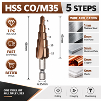 Foret étagé FEIDA M35 Cobalt HSS, tige hexagonale 1/4 pouce, cannelure spirale 4-12 4-20 4-32 mm pour perçage de métaux et acier inoxydable