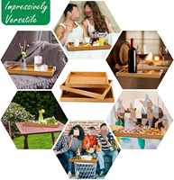 Ensemble d'assiettes en bois de bambou FSC - Plateaux de service ronds minimalistes allemands, adaptés aux aliments, pour la maison et les restaurants, vaisselle écologique