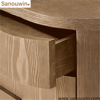 Table de chevet moderne du milieu du siècle en bois massif avec 3 tiroirs à fermeture douce, finition texturée mate, table de rangement pour chambre à coucher