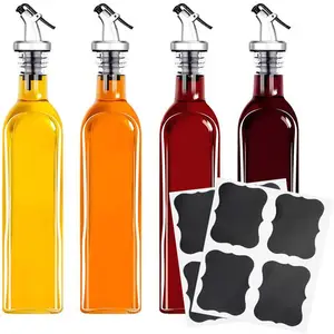 Bulk 100ml 250ml 500ml 750ml 1l klarer quadratischer Essig Olivenöl spender Glasflasche mit Ausguss