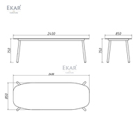 Table de jardin ovale moderne de luxe en aluminium 2,4 m avec plateau en pierre frittée résistant aux intempéries pour villa