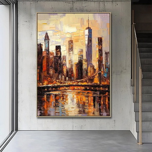 Décoration intérieure de haute qualité, <span class=keywords><strong>peinture</strong></span> à la main, impressionnisme moderne, paysage urbain de <span class=keywords><strong>New</strong></span> <span class=keywords><strong>York</strong></span>, art mural, peintures acryliques sur toile - Product Image 4