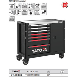 Yato 7 Drawer <b>Tool</b> Cart Steel Workshop <b>Storage</b> <b>Cabinet</b> For Auto Repair YT-09033 - Product Image 2