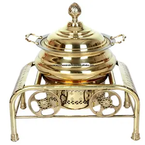 New Style Food Warmer Chafing Dish Round Food Warmer Serving Dish In Gold Plating For Hotel Parties Catering