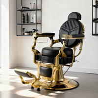 Grande Vente Chaise de Coiffure de Luxe Noire et Or pour Salon de Beauté Homme à Prix Compétitif