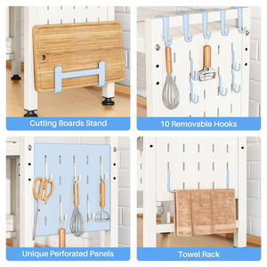 Estante de Cocina Ahorrador de Espacio con Capacidad para 200 Libras, Soporte para Microondas con Panel Perforado, Estante Ajustable para Organización y Almacenamiento en la Cocina - Product Image 4