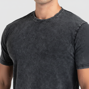 MASSGARMENT Fabrication T-shirt lavé à l'acide pour hommes Old Fashion Vintage Stone Washed Men Tshirt - Product Image 1