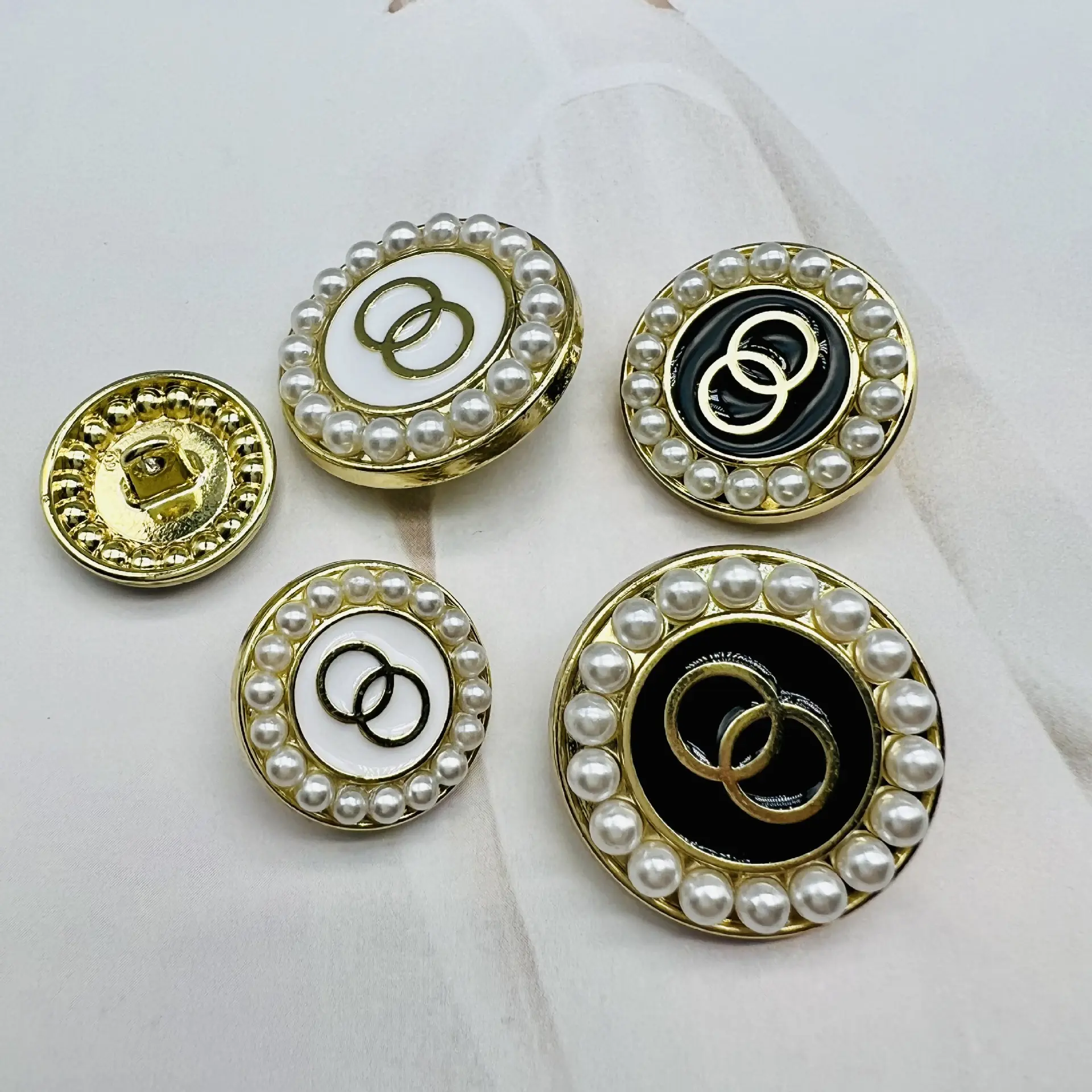 Custom Name Logo Plated Gold Black Pearl Bronze Metal Shank Buttons For Coat/jacket