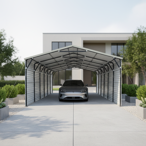 Abri de voiture en acier galvanisé de 6 m (20 pi) – <span class=keywords><strong>Garage</strong></span> extérieur robuste et étanche – Structure métallique moderne pour 2 voitures – Idéal pour l'extérieur et le jardin - Product Image 2